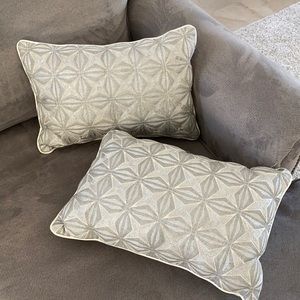 2 16x11 silver sofa accent lumbar throw pillows embroidered